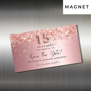 Quinceanera blush pink save the date magnet