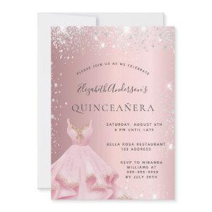 Quinceanera blush pink silver glitter dust dress