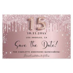 Quinceanera blush pink silver save the date card