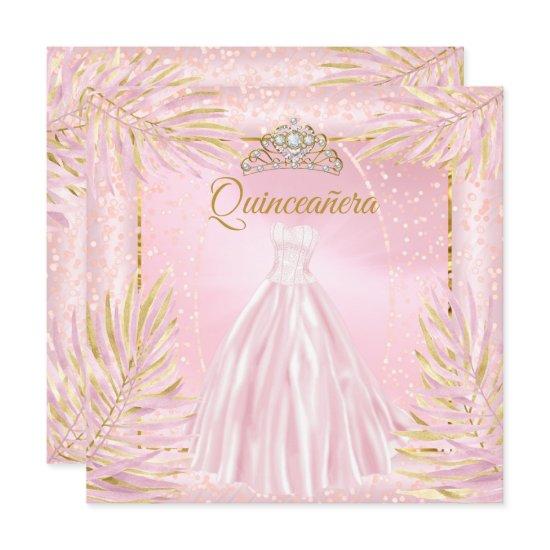 Quinceanera Blush Pink Tiara Dress Birthday Party
