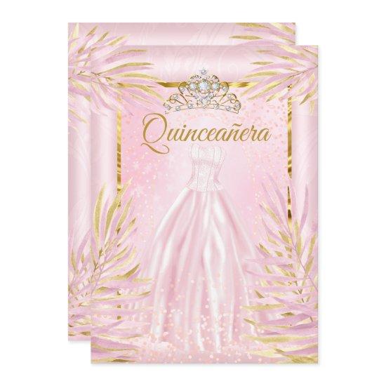 Quinceanera Blush Pink Tiara Dress Birthday Party