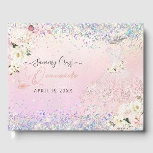 Quinceanera Blush Princess Glitter Gown Confetti G Guest Book