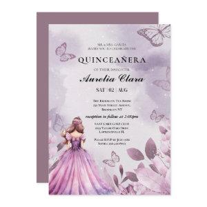Quinceañera Blush  purple Floral Butterfly
