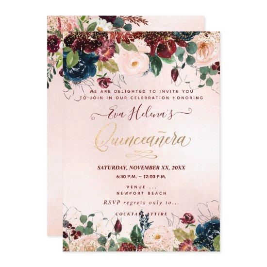 Quinceañera, Blush Watercolor Flowers DIY Sangria
