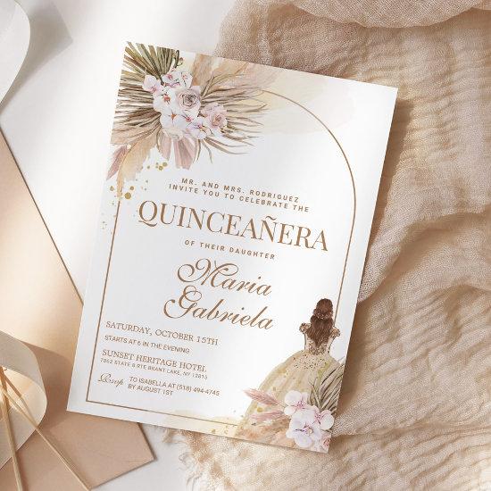 Quinceanera Boho Pampas Floral Mis Quince Anos