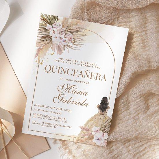 Quinceanera Boho Pampas Floral Mis Quince Anos