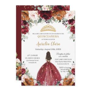 Quinceañera Burgundy Blush Rust Floral Princess