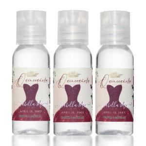 Quinceanera Burgundy Glitter Gown Hand Sanitizer