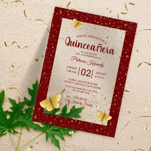 Quinceañera Burgundy&Gold Butterflies 15 Birthday Acrylic