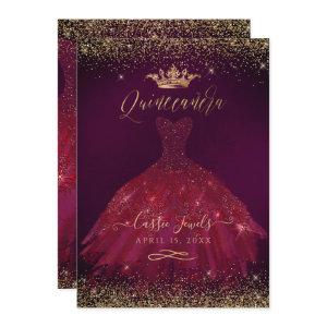 Quinceanera Burgundy Gold Glitter Princess Crown
