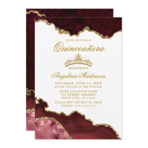 Quinceanera Burgundy Gold Marble Crown
