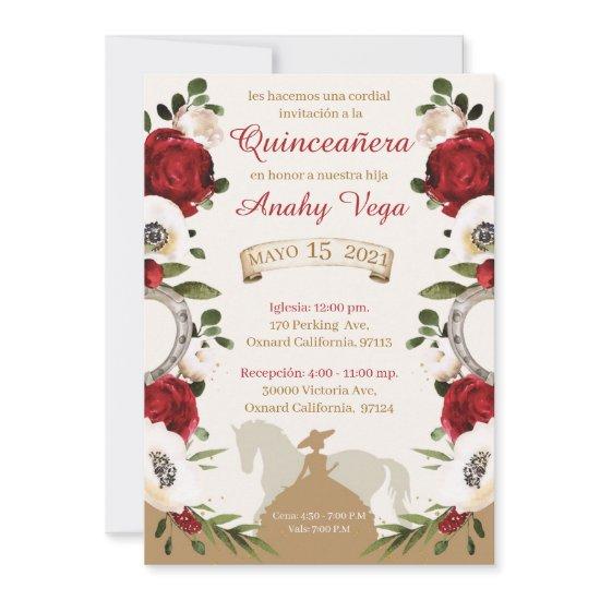 Quinceanera Burgundy Red Charra,Charro Western  Save The Date