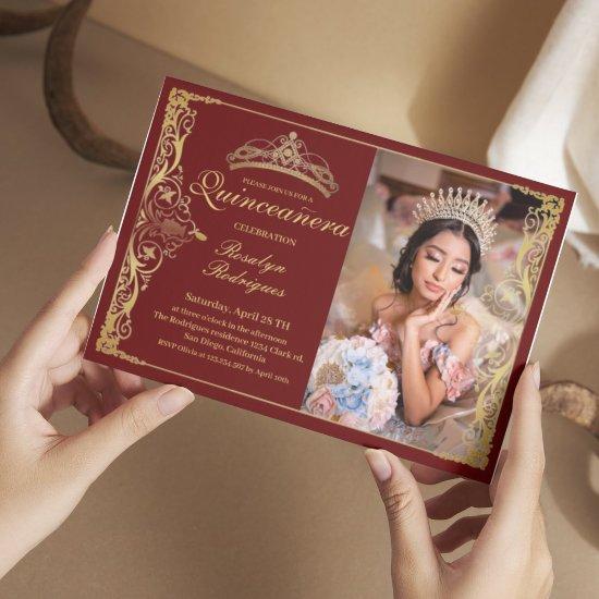 Quinceanera Burgundy Red Quinceanera with photo