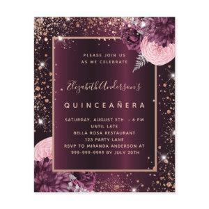 Quinceanera burgundy rose gold budget  flyer