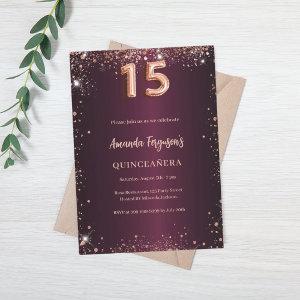 Quinceanera burgundy rose gold