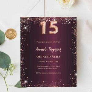 Quinceanera burgundy rose gold