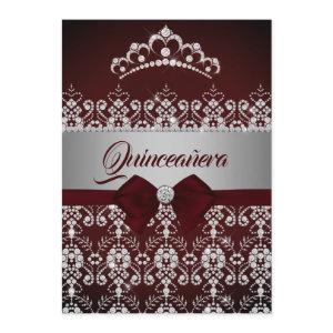 Quinceanera Burgundy Sparkle Diamond Tiara Bow