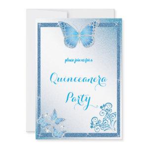 quinceanera butterfly blue glitter elegant diamond