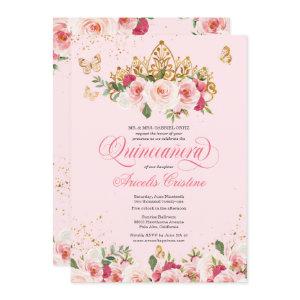 Quinceañera Butterfly & Blush Pink Watercolor Rose