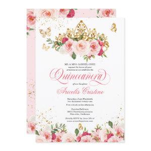 Quinceañera Butterfly & Blush Pink Watercolor Rose