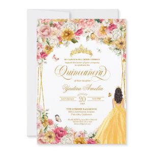 Quinceanera Butterfly Blush Pink Yellow Floral In