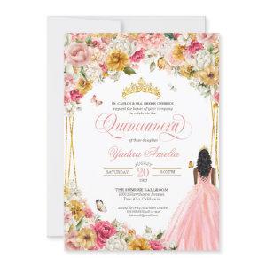 Quinceanera Butterfly Blush Pink & Yellow Floral