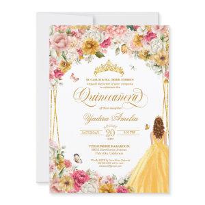 Quinceanera Butterfly Blush Pink Yellow Florals