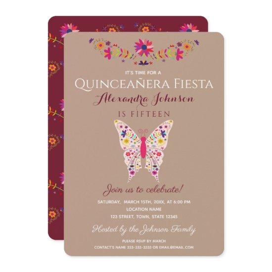 Quinceanera Butterfly Colorful Mexican Art