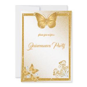 quinceanera butterfly gold glitter elegant diamond
