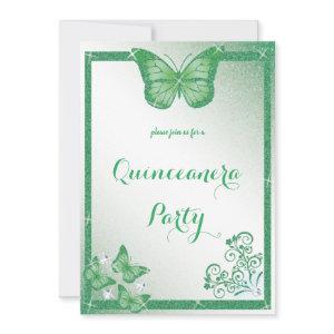 quinceanera butterfly green glitter elegant