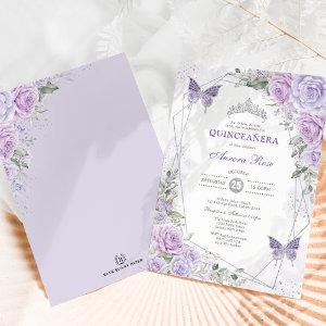 Quinceañera Butterfly Purple Lilac Silver Floral