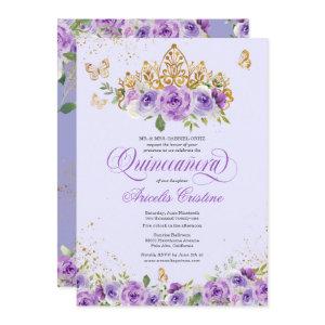 Quinceañera Butterfly & Purple Watercolor Flowers