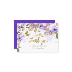 Quinceanera Butterfly Thank You Cards