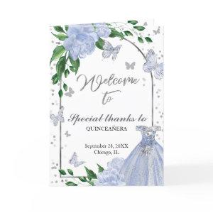 Quinceanera Butterflys Dusty Blue Gown Programs