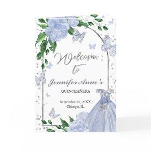 Quinceanera Butterflys Dusty Blue Gown Programs
