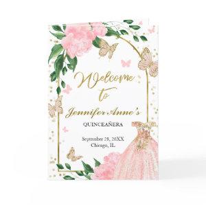 Quinceanera Butterflys Pink Blush Gown Programs