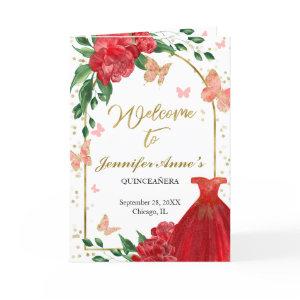 Quinceanera Butterflys Red Gown Programs