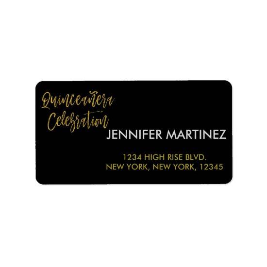 Quinceanera Celebration Gold Address Label