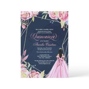 Quinceanera celebration pink and navy blue & gown