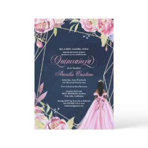 Quinceanera celebration pink navy blue afrolatina