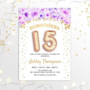 Quinceanera Celebration - Purple Gold Balloons