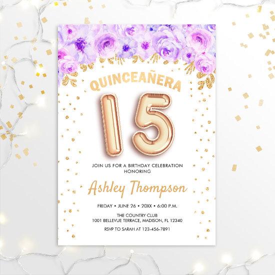 Quinceanera Celebration - Purple Gold Balloons