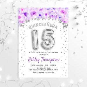 Quinceanera Celebration - Purple Silver Balloons