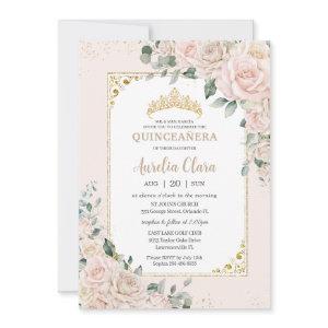 Quinceañera Champagne Ivory Blush Floral Gold