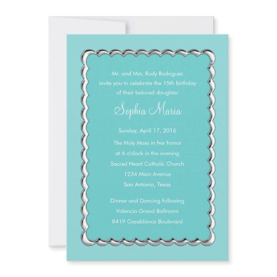 Quinceanera Change Blue Any Color Silver Scallop