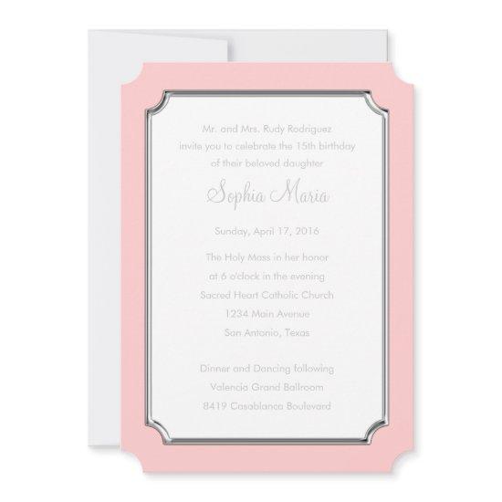 Quinceanera Change Pink to Any Color Silver Ticket