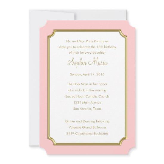 Quinceanera Change Pink to Any Color Ticket Border