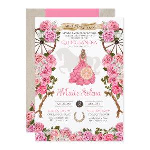 Quinceanera Charro Elegant Pink Rose Western Flora