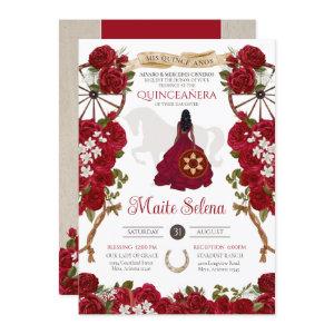 Quinceanera Charro Elegant Red Rose Western Floral