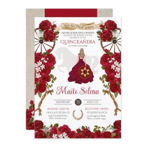 Quinceanera Charro Elegant Red Rose Western Rustic